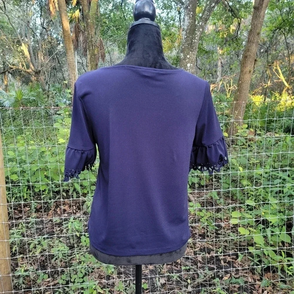 Banana Republic Navy Stretch Top Shirt Blouse Vell Sleeve Short Boho XS - Picture 6 of 6